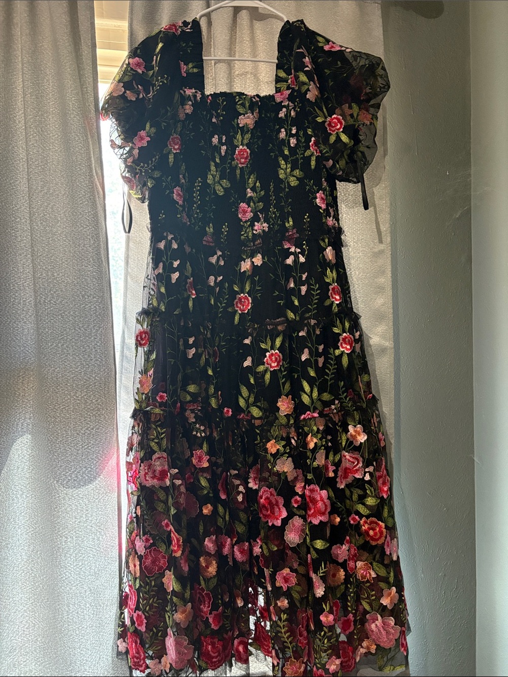 Jessakae Black Floral Embroidered Dress 1X